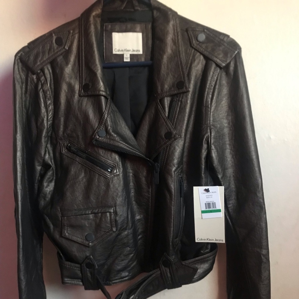 Calvin Klein faux leather jacket.